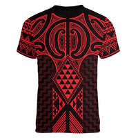 Whero Maori Ta Moko Poutama Art Women V-Neck T-Shirt LT9 - Polynesian Pride