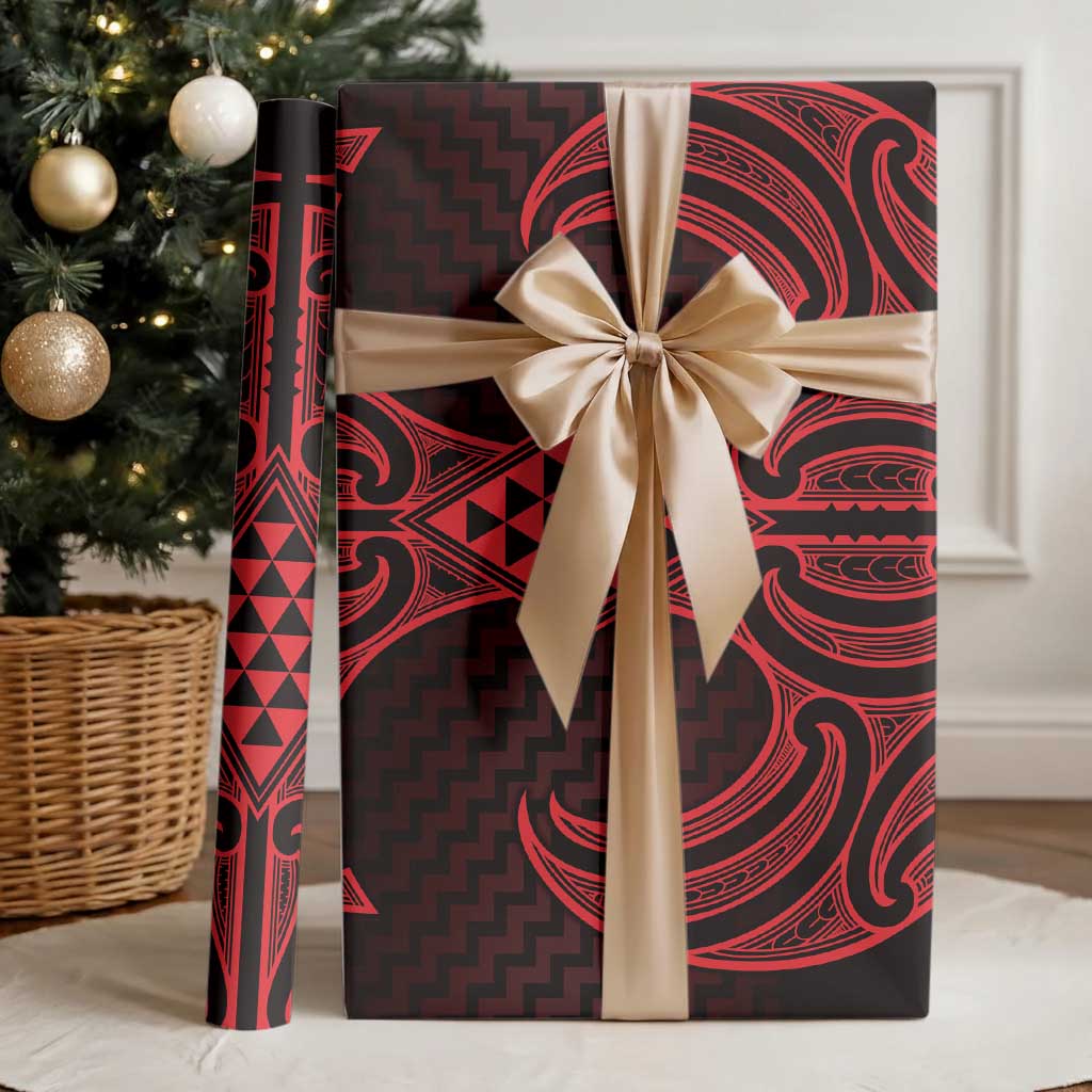 Whero Maori Ta Moko Poutama Art Wrapping Paper - Polynesian Pride