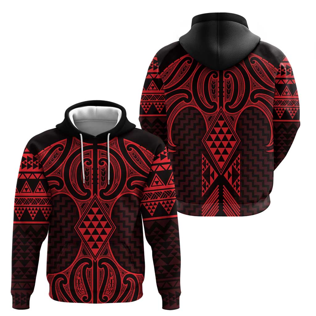Whero Maori Ta Moko Poutama Art Zip Hoodie