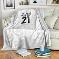 New Zealand Rangatira Custom Blanket All White Niho Taniwha Maori Tribal