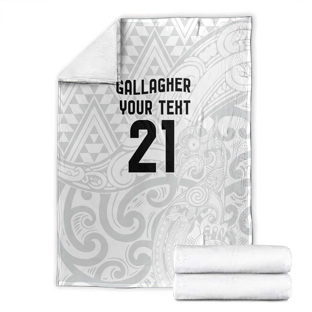 New Zealand Rangatira Custom Blanket All White Niho Taniwha Maori Tribal