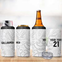 New Zealand Rangatira Custom 4 in 1 Can Cooler Tumbler All White Niho Taniwha Maori Tribal LT9 - Polynesian Pride
