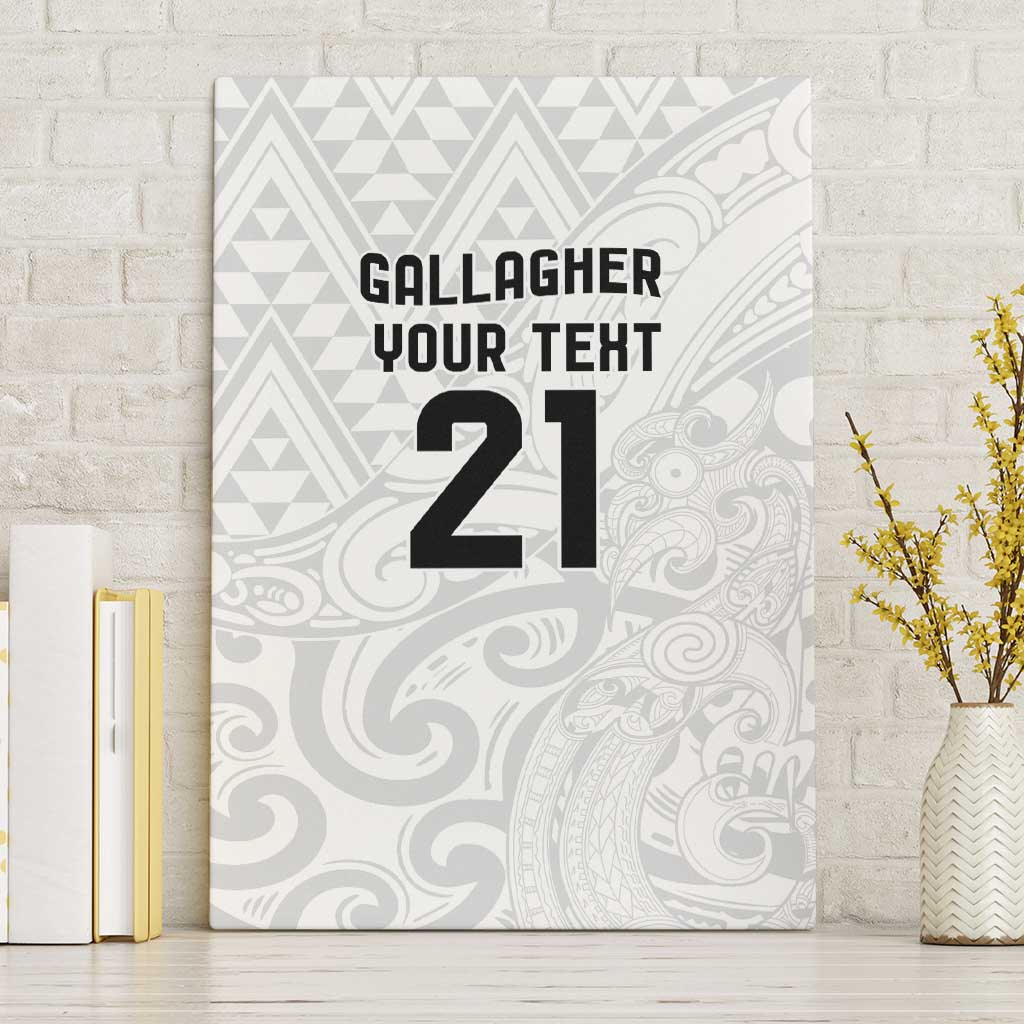 New Zealand Rangatira Custom Canvas Wall Art All White Niho Taniwha Maori Tribal