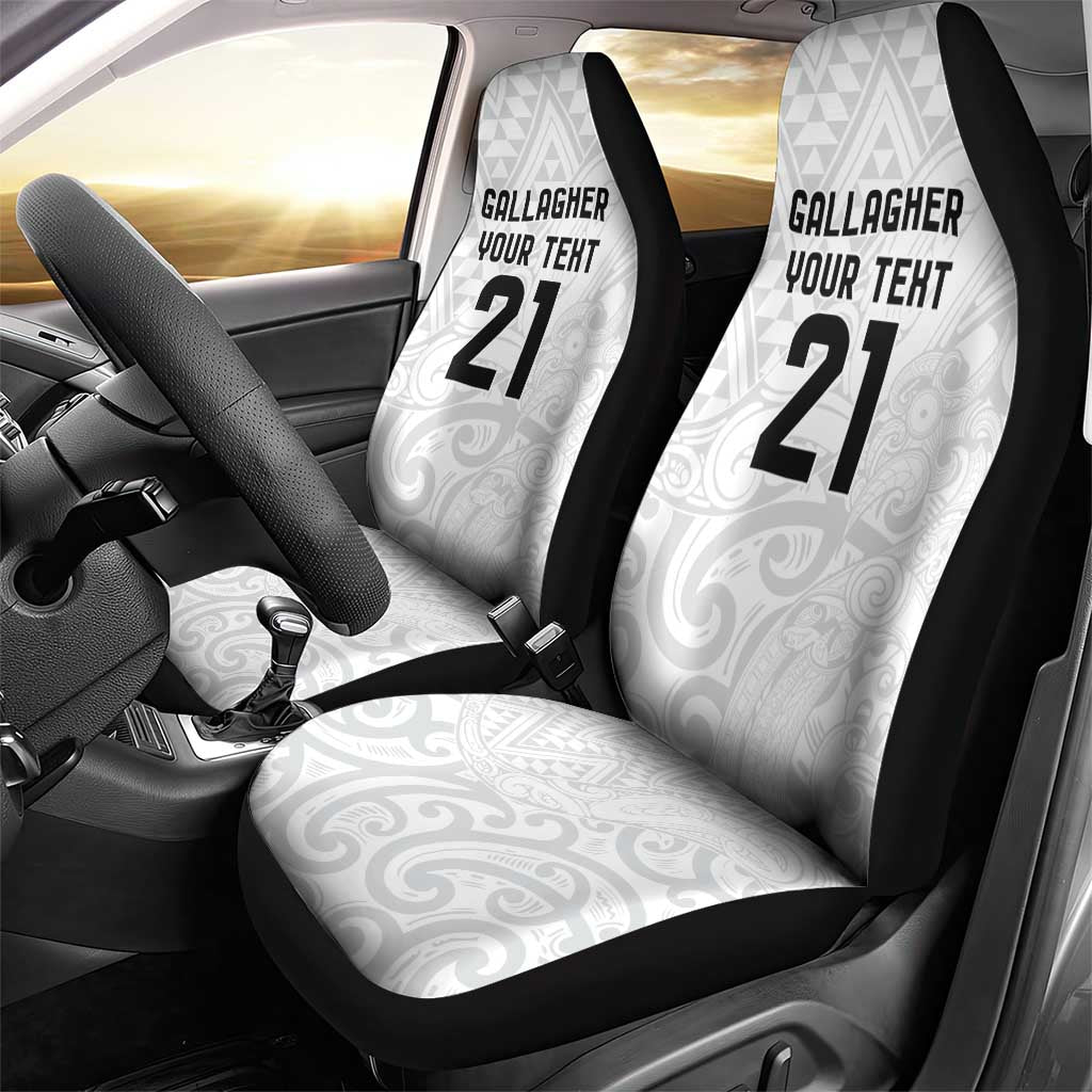 New Zealand Rangatira Custom Car Seat Cover All White Niho Taniwha Maori Tribal LT9 - Polynesian Pride