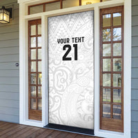New Zealand Rangatira Custom Door Cover All White Niho Taniwha Maori Tribal - Polynesian Pride