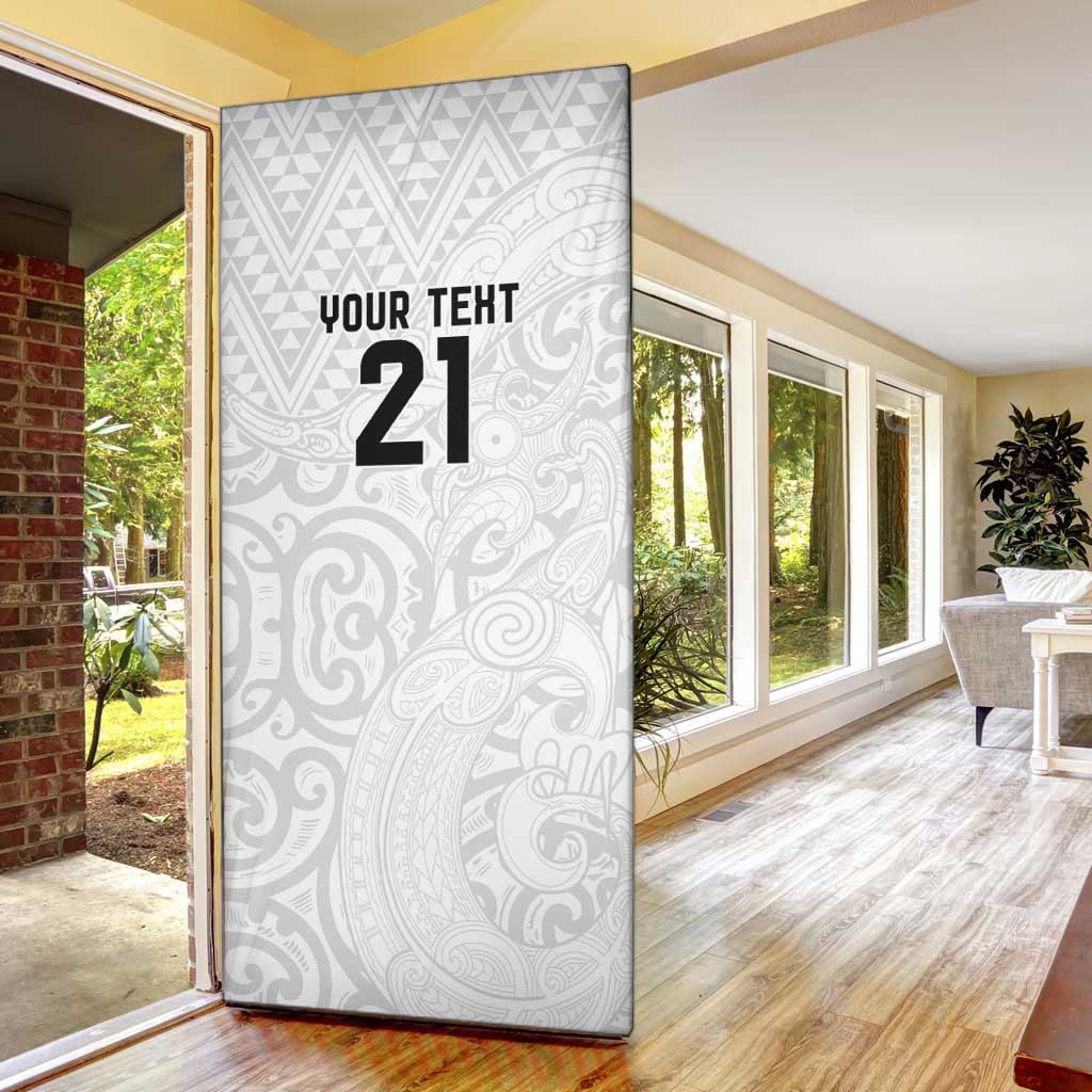 New Zealand Rangatira Custom Door Cover All White Niho Taniwha Maori Tribal - Polynesian Pride