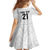 New Zealand Rangatira Custom Family Matching Off The Shoulder Long Sleeve Dress and Hawaiian Shirt All White Niho Taniwha Maori Tribal