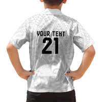 New Zealand Rangatira Custom Family Matching Off Shoulder Maxi Dress and Hawaiian Shirt All White Niho Taniwha Maori Tribal