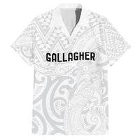 New Zealand Rangatira Custom Family Matching Off Shoulder Short Dress and Hawaiian Shirt All White Niho Taniwha Maori Tribal