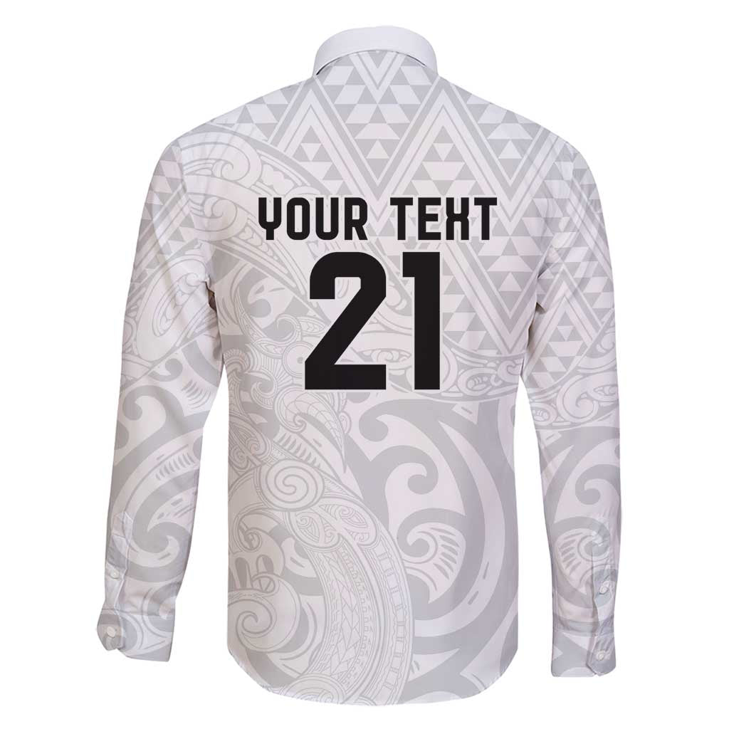 New Zealand Rangatira Custom Family Matching Puletasi and Hawaiian Shirt All White Niho Taniwha Maori Tribal LT9 - Polynesian Pride
