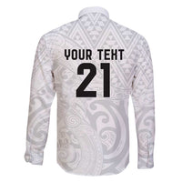 New Zealand Rangatira Custom Family Matching Puletasi and Hawaiian Shirt All White Niho Taniwha Maori Tribal LT9 - Polynesian Pride