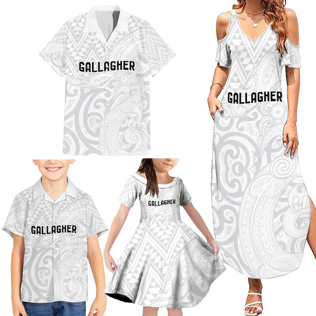 New Zealand Rangatira Custom Family Matching Summer Maxi Dress and Hawaiian Shirt All White Niho Taniwha Maori Tribal LT9 - Polynesian Pride
