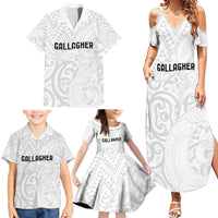 New Zealand Rangatira Custom Family Matching Summer Maxi Dress and Hawaiian Shirt All White Niho Taniwha Maori Tribal LT9 - Polynesian Pride