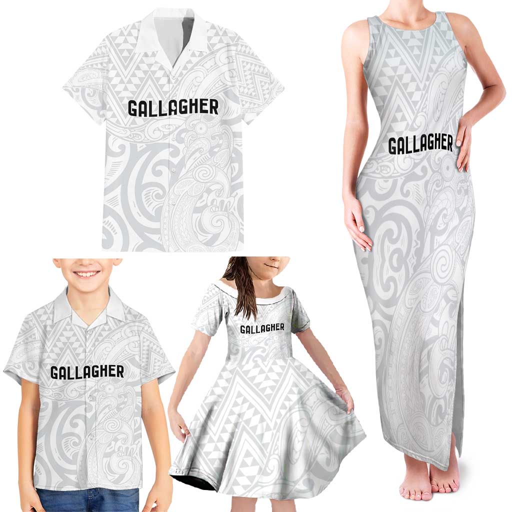 New Zealand Rangatira Custom Family Matching Tank Maxi Dress and Hawaiian Shirt All White Niho Taniwha Maori Tribal LT9 - Polynesian Pride