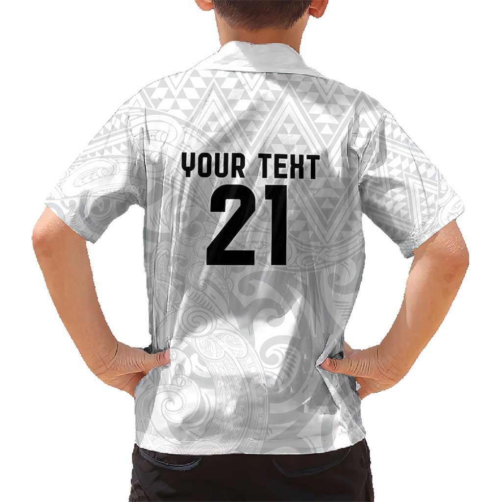 New Zealand Rangatira Custom Hawaiian Shirt All White Niho Taniwha Maori Tribal