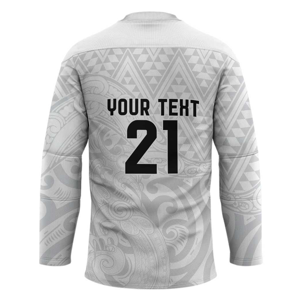 New Zealand Rangatira Custom Hockey Jersey All White Niho Taniwha Maori Tribal - Polynesian Pride