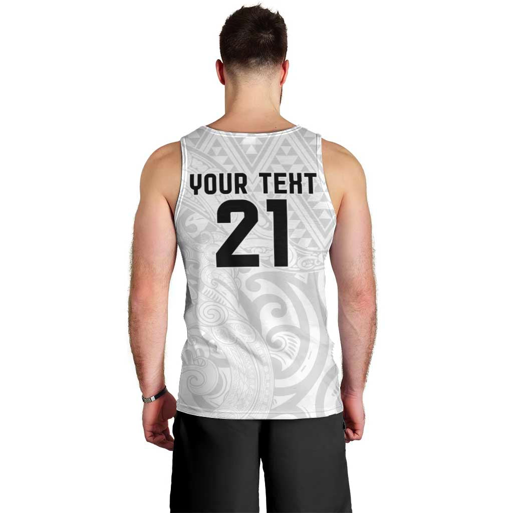 New Zealand Rangatira Custom Men Tank Top All White Niho Taniwha Maori Tribal
