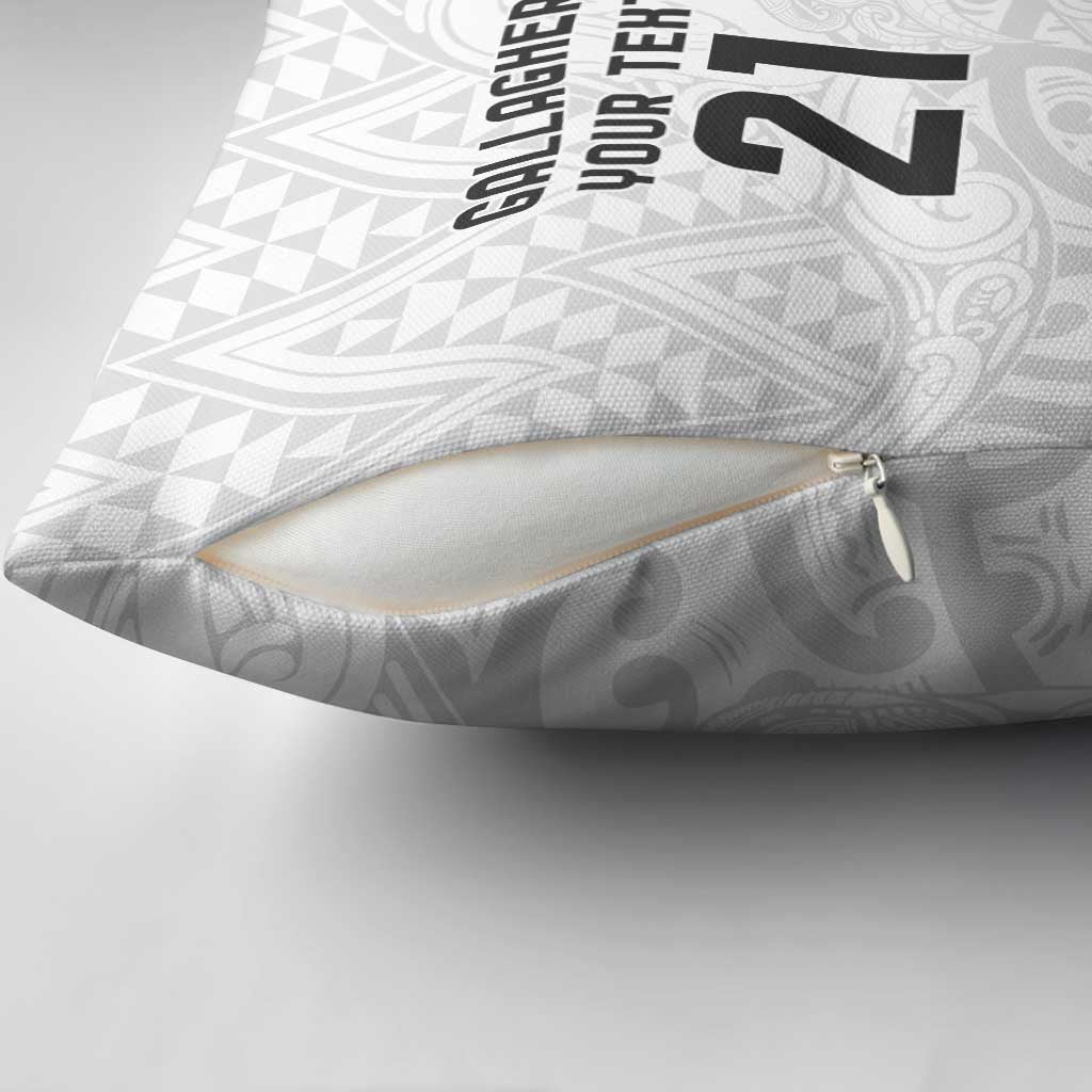 New Zealand Rangatira Custom Pillow Cover All White Niho Taniwha Maori Tribal - Polynesian Pride