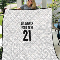 New Zealand Rangatira Custom Quilt All White Niho Taniwha Maori Tribal