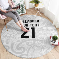 New Zealand Rangatira Custom Round Carpet All White Niho Taniwha Maori Tribal