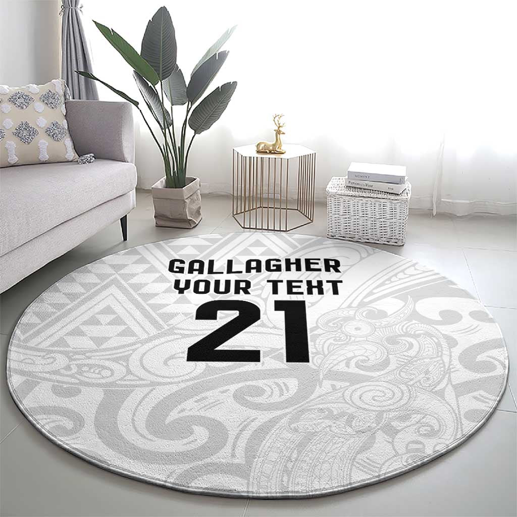 New Zealand Rangatira Custom Round Carpet All White Niho Taniwha Maori Tribal