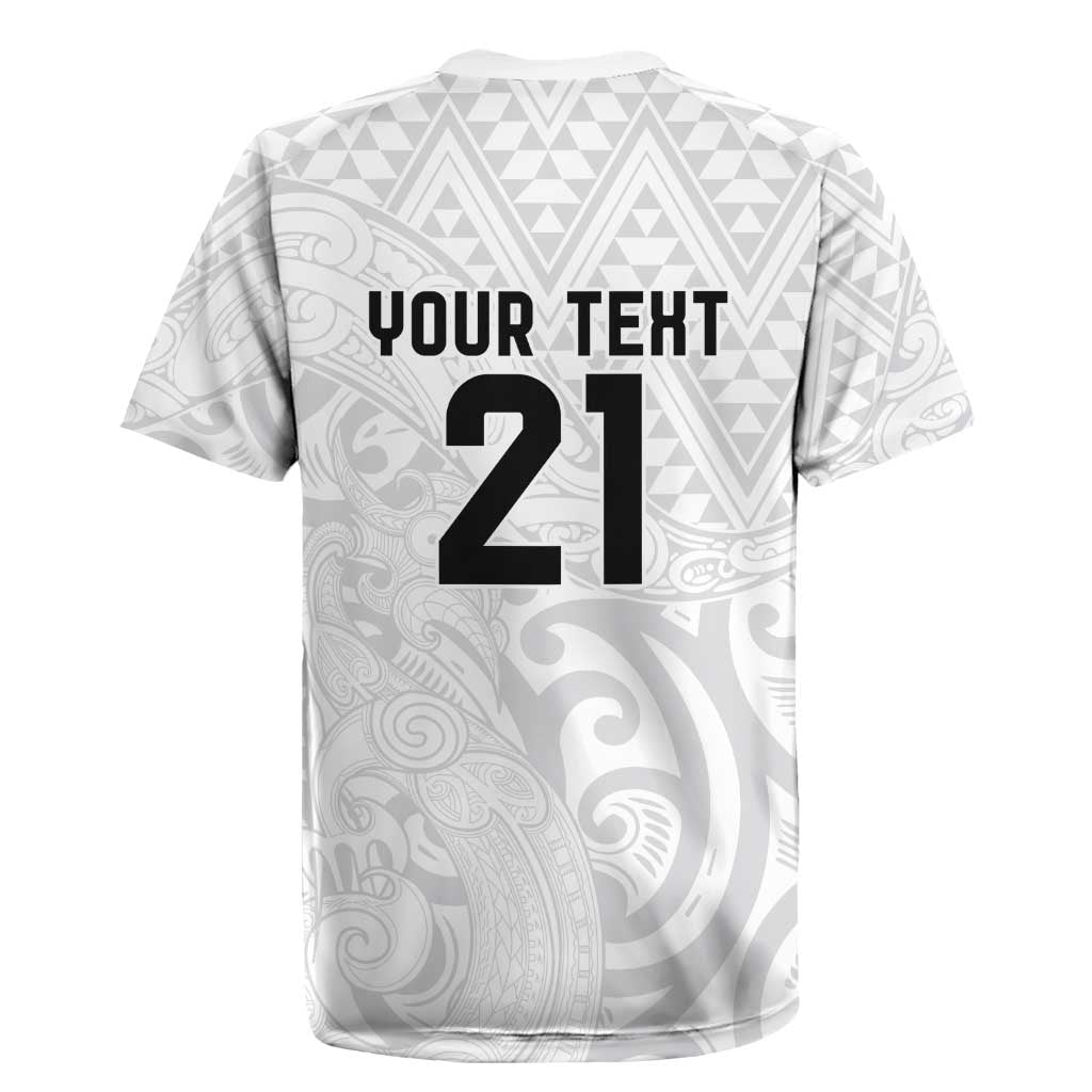 New Zealand Rangatira Custom Rugby Jersey All White Niho Taniwha Maori Tribal LT9 - Polynesian Pride
