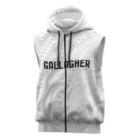 New Zealand Rangatira Custom Sleeveless Zip Hoodie All White Niho Taniwha Maori Tribal LT9 White - Polynesian Pride
