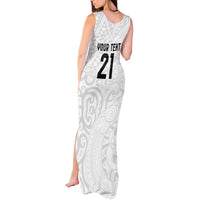 New Zealand Rangatira Custom Tank Maxi Dress All White Niho Taniwha Maori Tribal