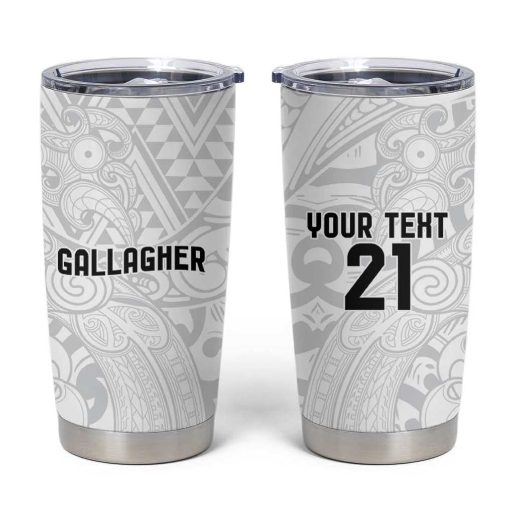 New Zealand Rangatira Custom Tumbler Cup All White Niho Taniwha Maori Tribal LT9 White - Polynesian Pride