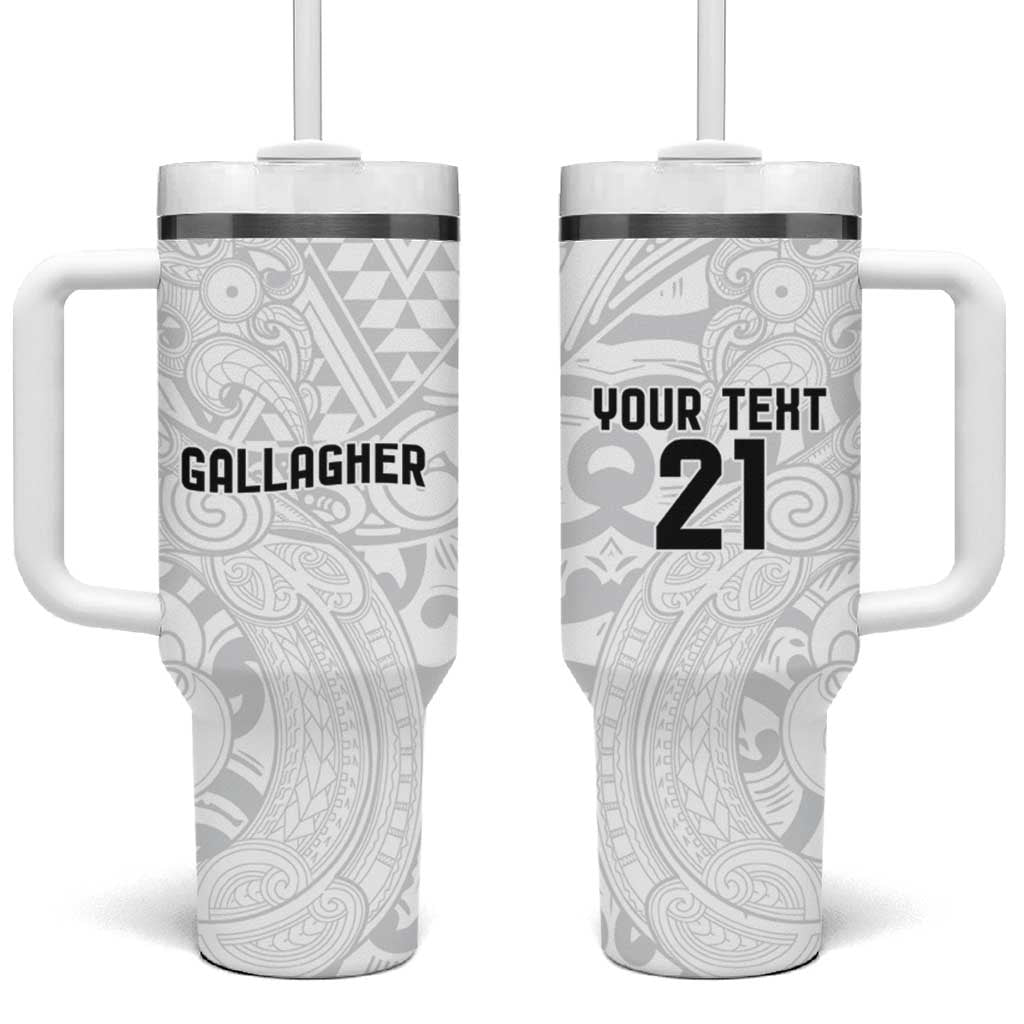New Zealand Rangatira Custom Tumbler With Handle All White Niho Taniwha Maori Tribal LT9 One Size: 40 oz White - Polynesian Pride