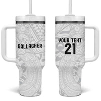 New Zealand Rangatira Custom Tumbler With Handle All White Niho Taniwha Maori Tribal LT9 One Size: 40 oz White - Polynesian Pride