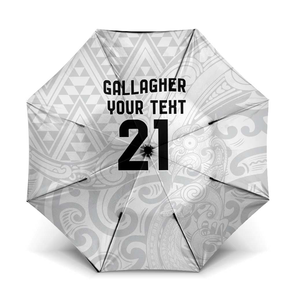 New Zealand Rangatira Custom Umbrella All White Niho Taniwha Maori Tribal - Polynesian Pride