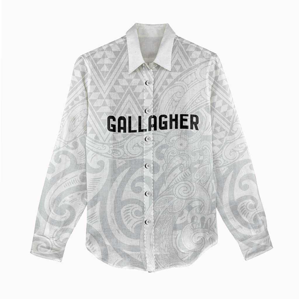 New Zealand Rangatira Custom Women Casual Shirt All White Niho Taniwha Maori Tribal