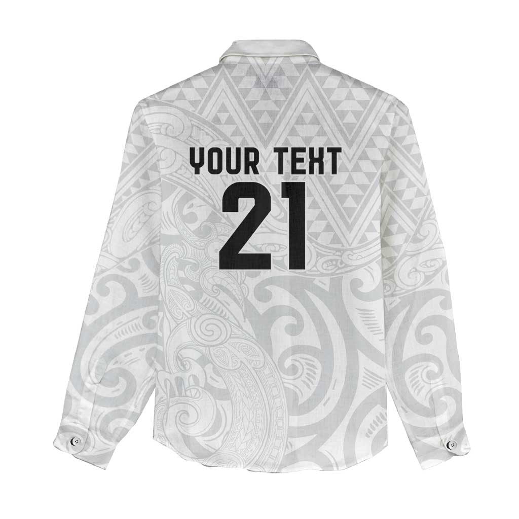 New Zealand Rangatira Custom Women Casual Shirt All White Niho Taniwha Maori Tribal