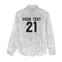New Zealand Rangatira Custom Women Casual Shirt All White Niho Taniwha Maori Tribal