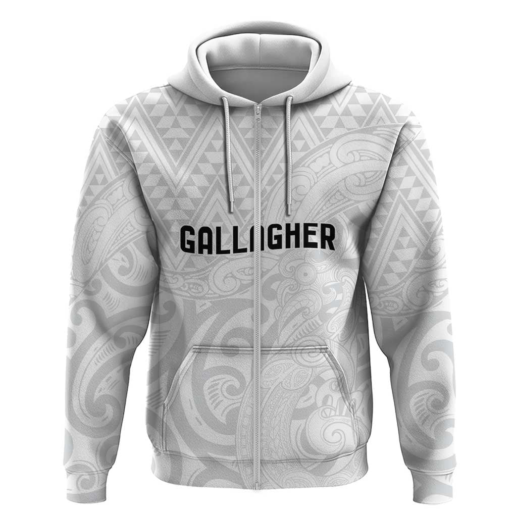 New Zealand Rangatira Custom Zip Hoodie All White Niho Taniwha Maori Tribal LT9 Zip Hoodie White - Polynesian Pride
