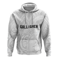 New Zealand Rangatira Custom Zip Hoodie All White Niho Taniwha Maori Tribal LT9 Zip Hoodie White - Polynesian Pride