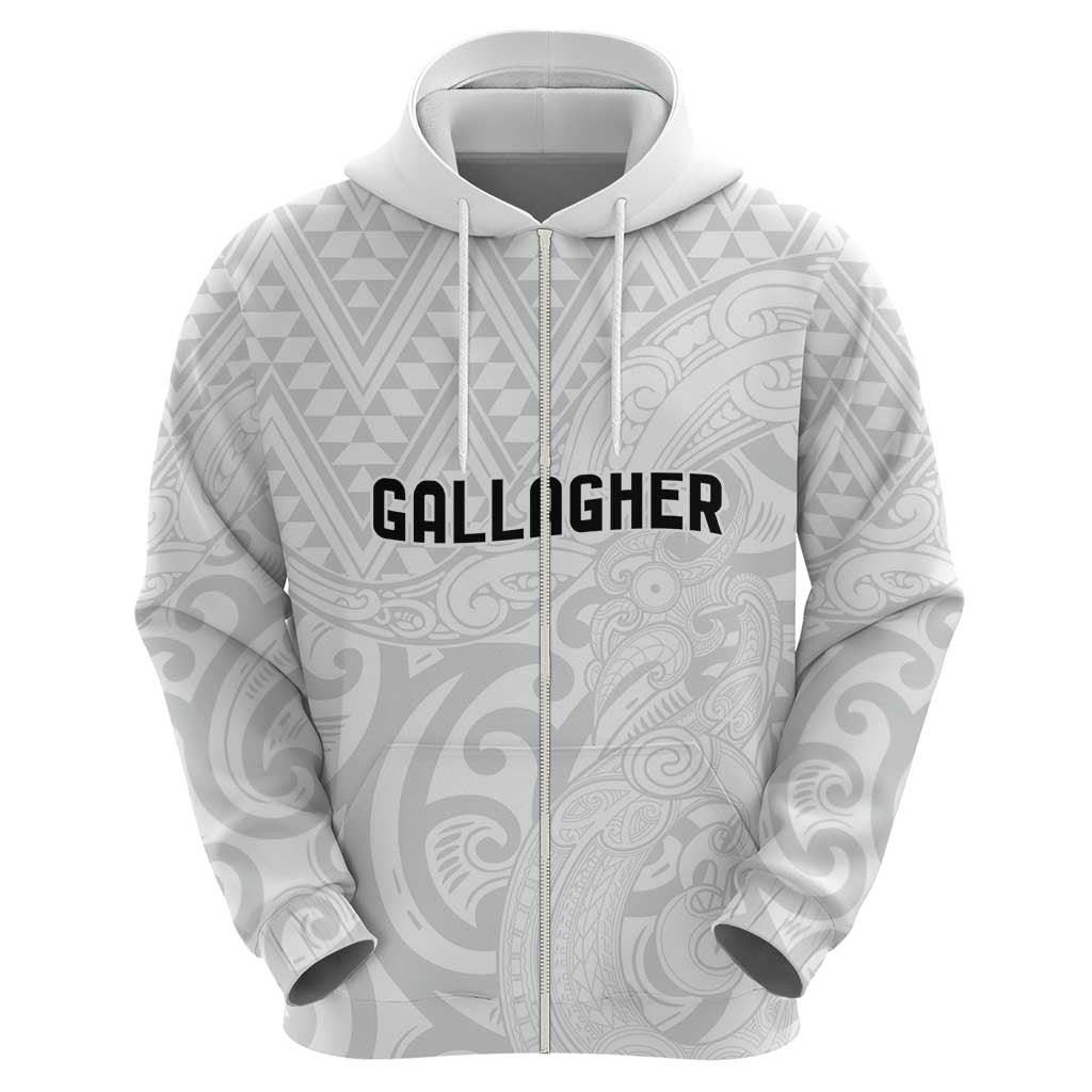 New Zealand Rangatira Custom Zip Hoodie All White Niho Taniwha Maori Tribal LT9 - Polynesian Pride