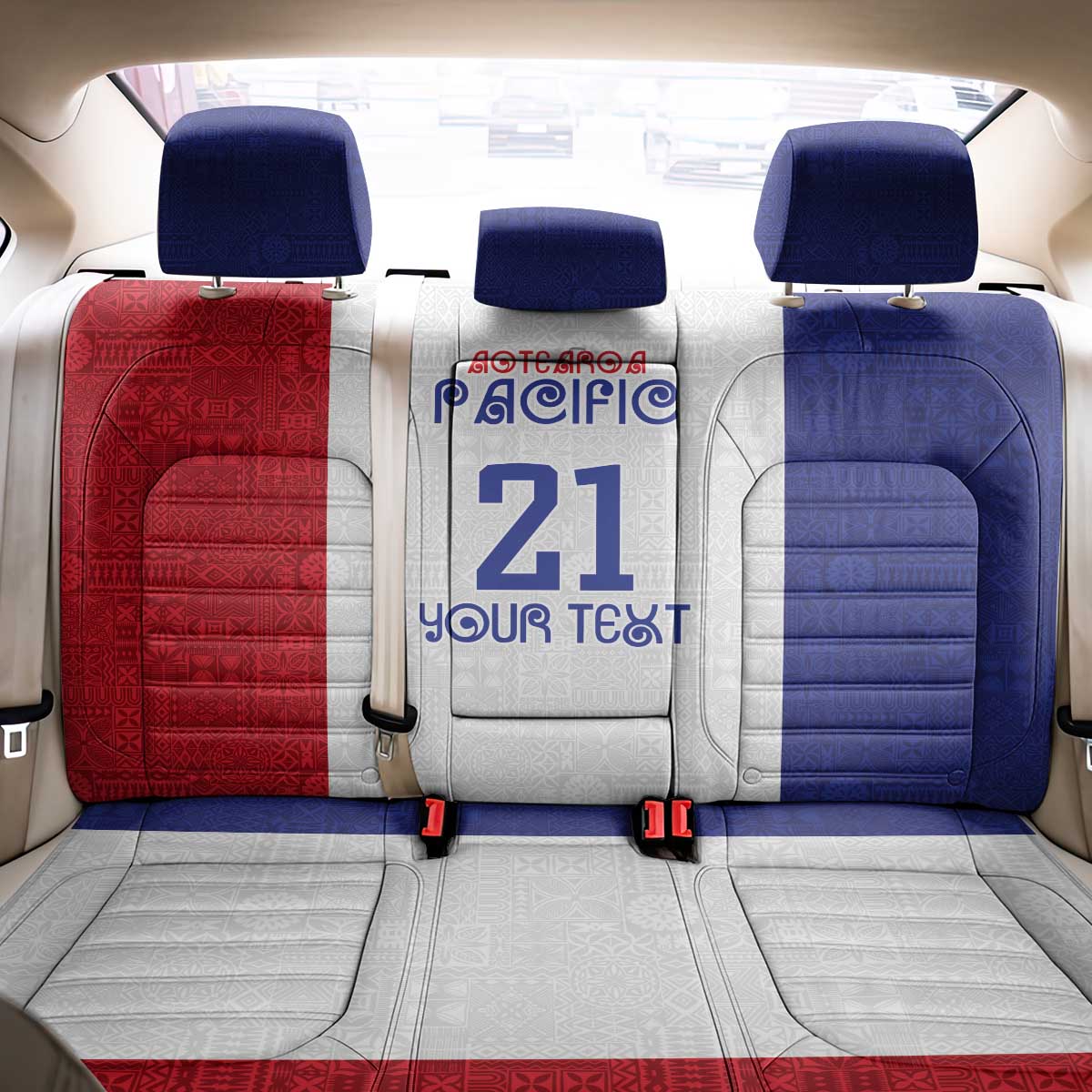 New Zealand Rugby Pacific Personalised Back Car Seat Cover Maori Style Tribal Tapa Pattern