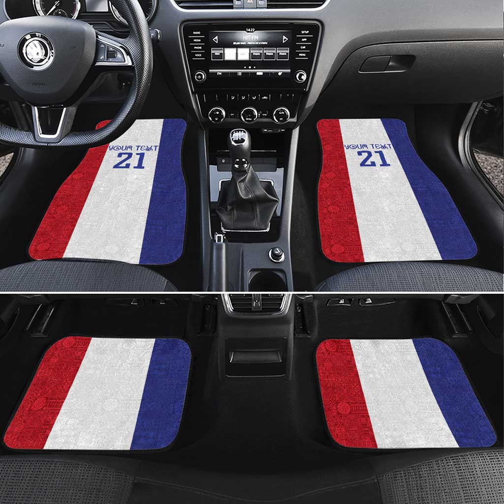 New Zealand Rugby Pacific Personalised Car Mats Maori Style Tribal Tapa Pattern LT9 Set 4pcs White - Polynesian Pride