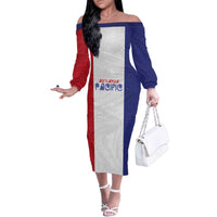 New Zealand Rugby Pacific Personalised Family Matching Off The Shoulder Long Sleeve Dress and Hawaiian Shirt Maori Style Tribal Tapa Pattern