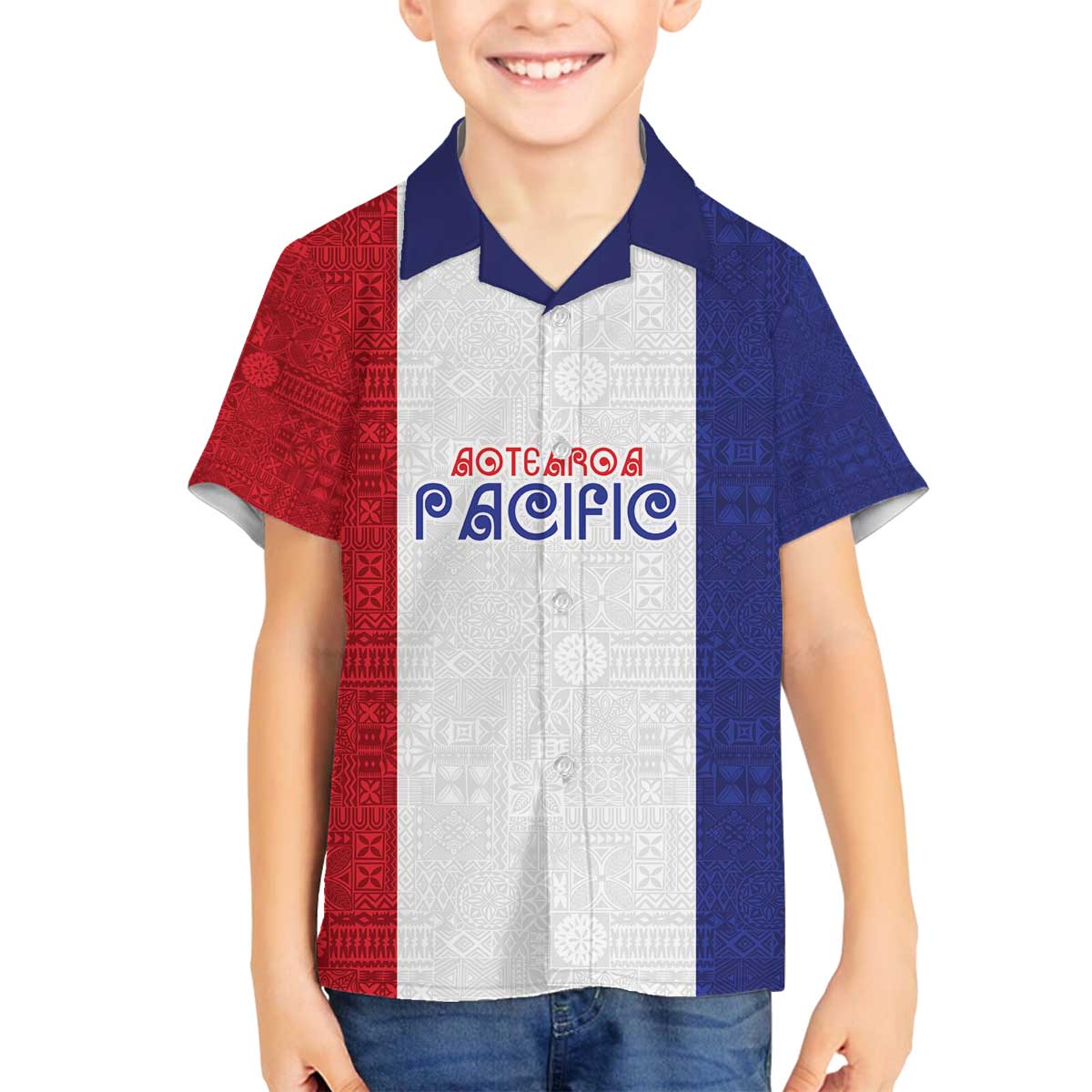 New Zealand Rugby Pacific Personalised Family Matching Off The Shoulder Long Sleeve Dress and Hawaiian Shirt Maori Style Tribal Tapa Pattern