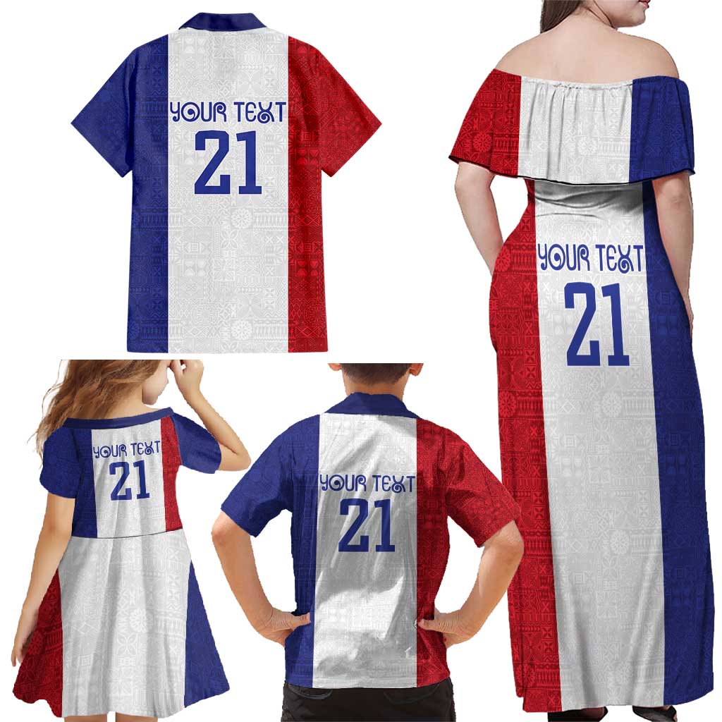 New Zealand Rugby Pacific Personalised Family Matching Off Shoulder Maxi Dress and Hawaiian Shirt Maori Style Tribal Tapa Pattern