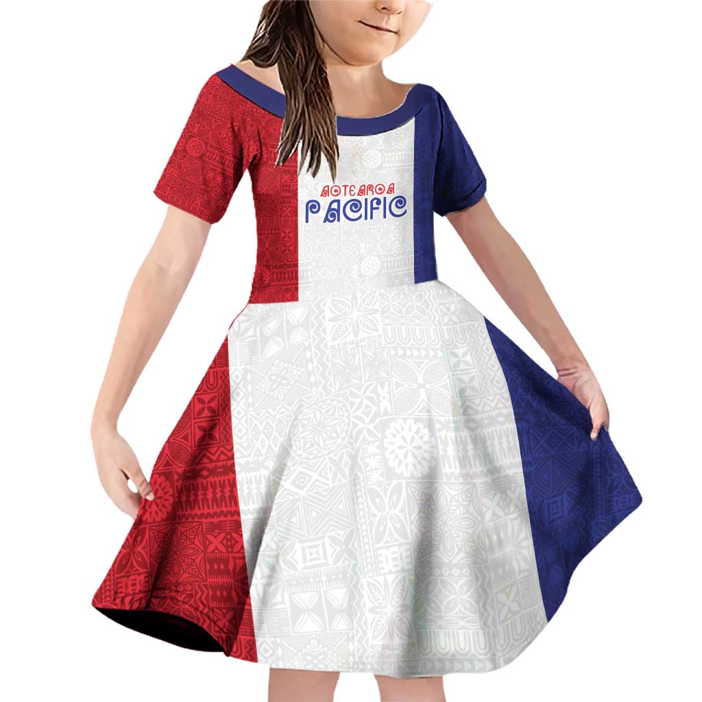 New Zealand Rugby Pacific Personalised Family Matching Off Shoulder Short Dress and Hawaiian Shirt Maori Style Tribal Tapa Pattern