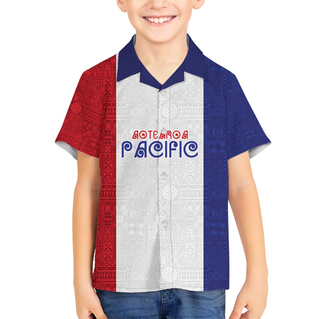 New Zealand Rugby Pacific Personalised Family Matching Summer Maxi Dress and Hawaiian Shirt Maori Style Tribal Tapa Pattern LT9 Son's Shirt White - Polynesian Pride