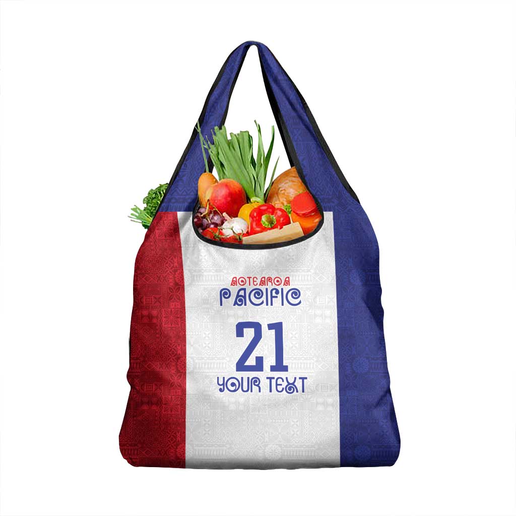 New Zealand Rugby Pacific Personalised Grocery Bag Maori Style Tribal Tapa Pattern LT9 1-pack One Size White - Polynesian Pride