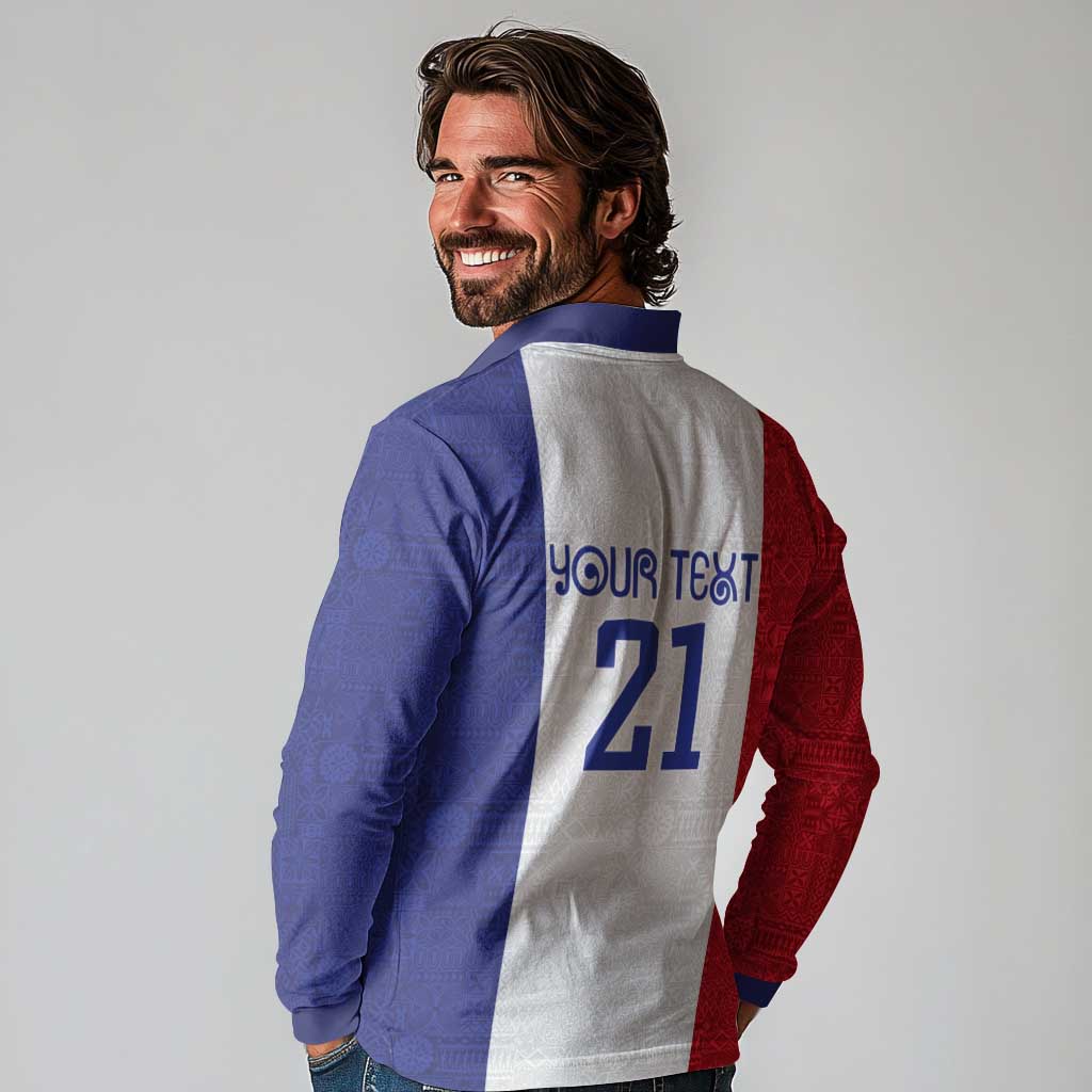 New Zealand Rugby Pacific Personalised Long Sleeve Polo Shirt Maori Style Tribal Tapa Pattern