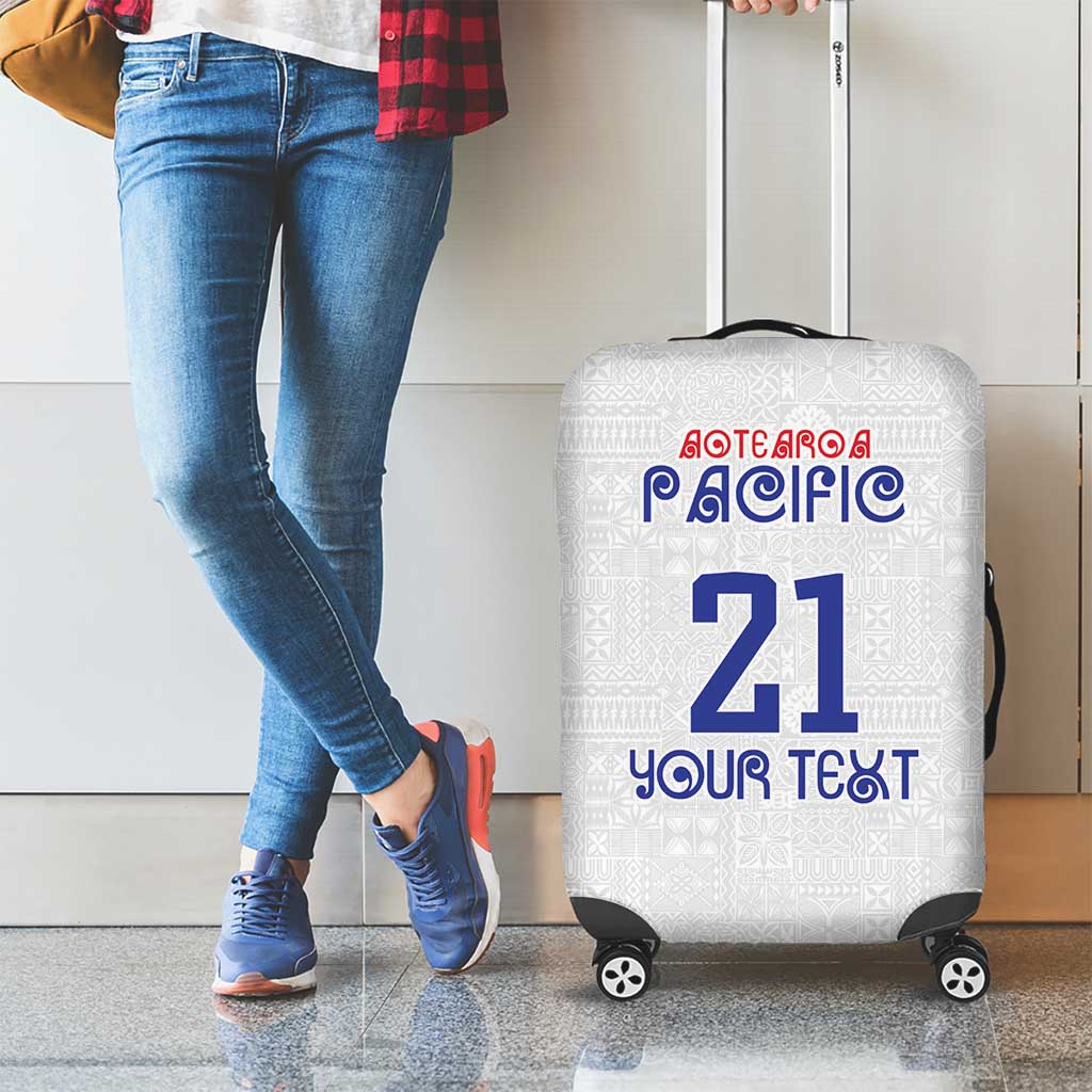 New Zealand Rugby Pacific Personalised Luggage Cover Maori Style Tribal Tapa Pattern