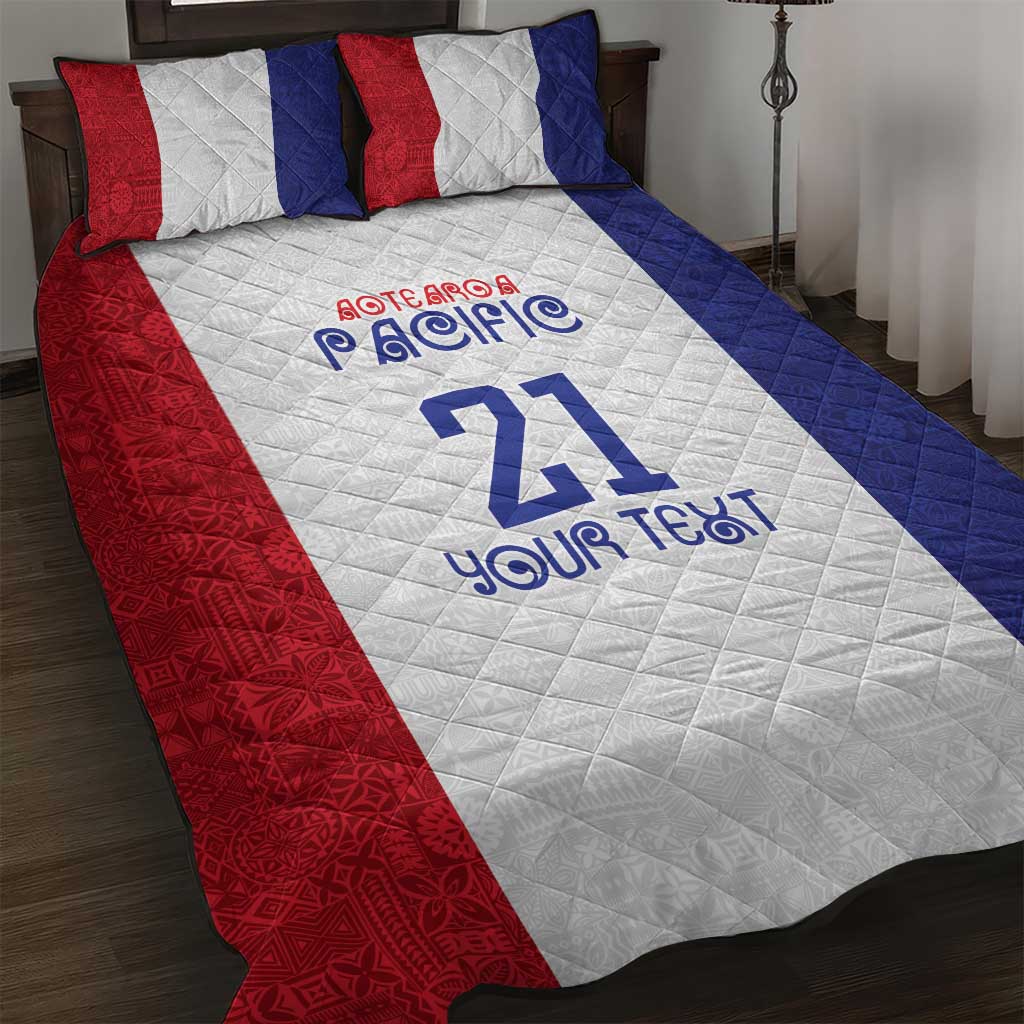 New Zealand Rugby Pacific Personalised Quilt Bed Set Maori Style Tribal Tapa Pattern