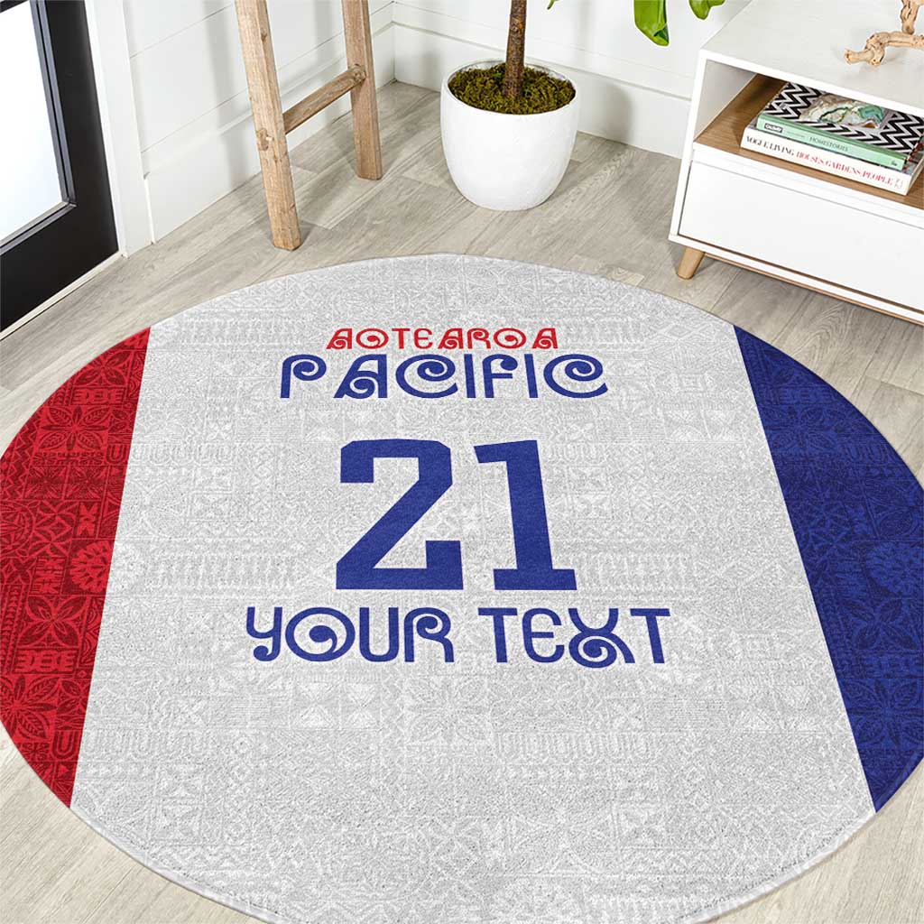 New Zealand Rugby Pacific Personalised Round Carpet Maori Style Tribal Tapa Pattern